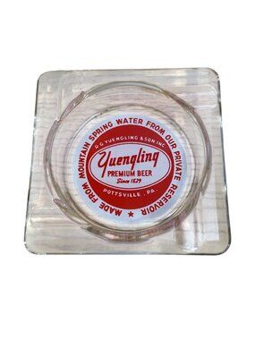 Vtg Yuengling Premium Beer Square Glass Ashtray Pottsville PA MCM 1950s 60s 4.5”